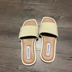 Steve Madden Women's Woven Cream Sandals